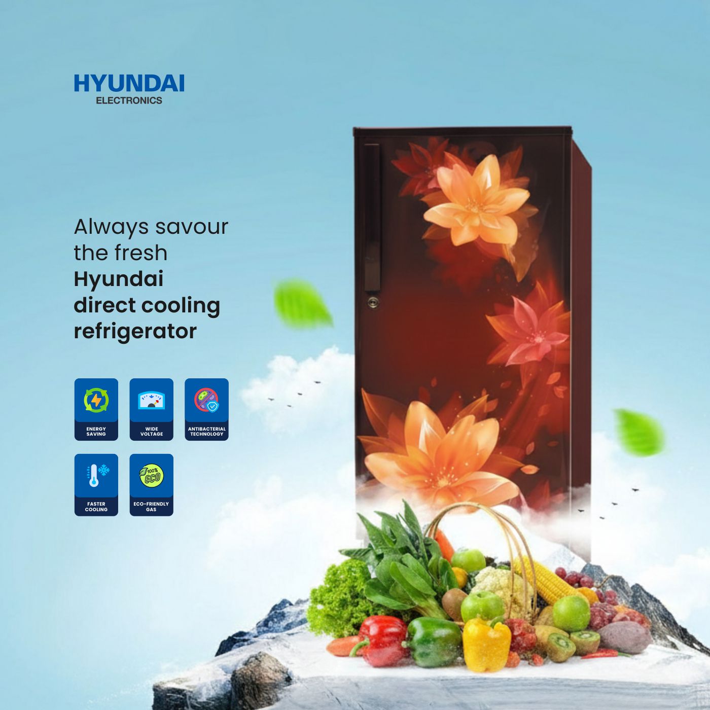 Buy Hyundai | 175 Litre Direct Cool Single Door Refrigerator | Model REF HP192PTCW-HDG | Normal Door | Energy Efficient