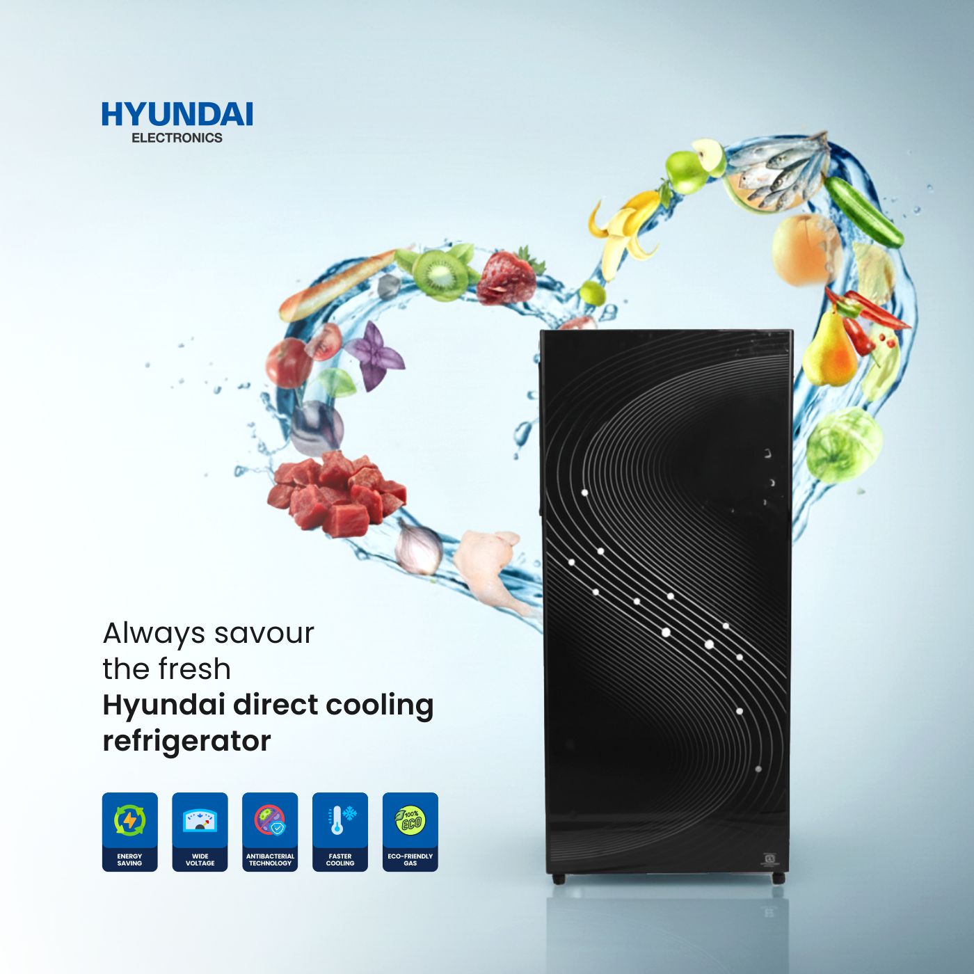 Buy Hyundai | 190 Litre Direct Cool Single Door Refrigerator | Model EFHD224LTDU-FWB | Energy Efficient